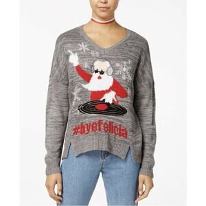 NWT DJ Santa Clause Sweater Bye Felicia Snowflakes Christmas Sweater